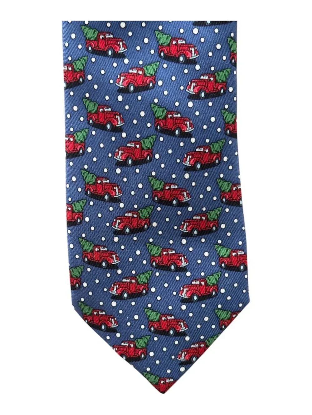 Vineyard Vines Silk Christmas Tie Red Truck Tree Snow Blue Holiday Necktie
